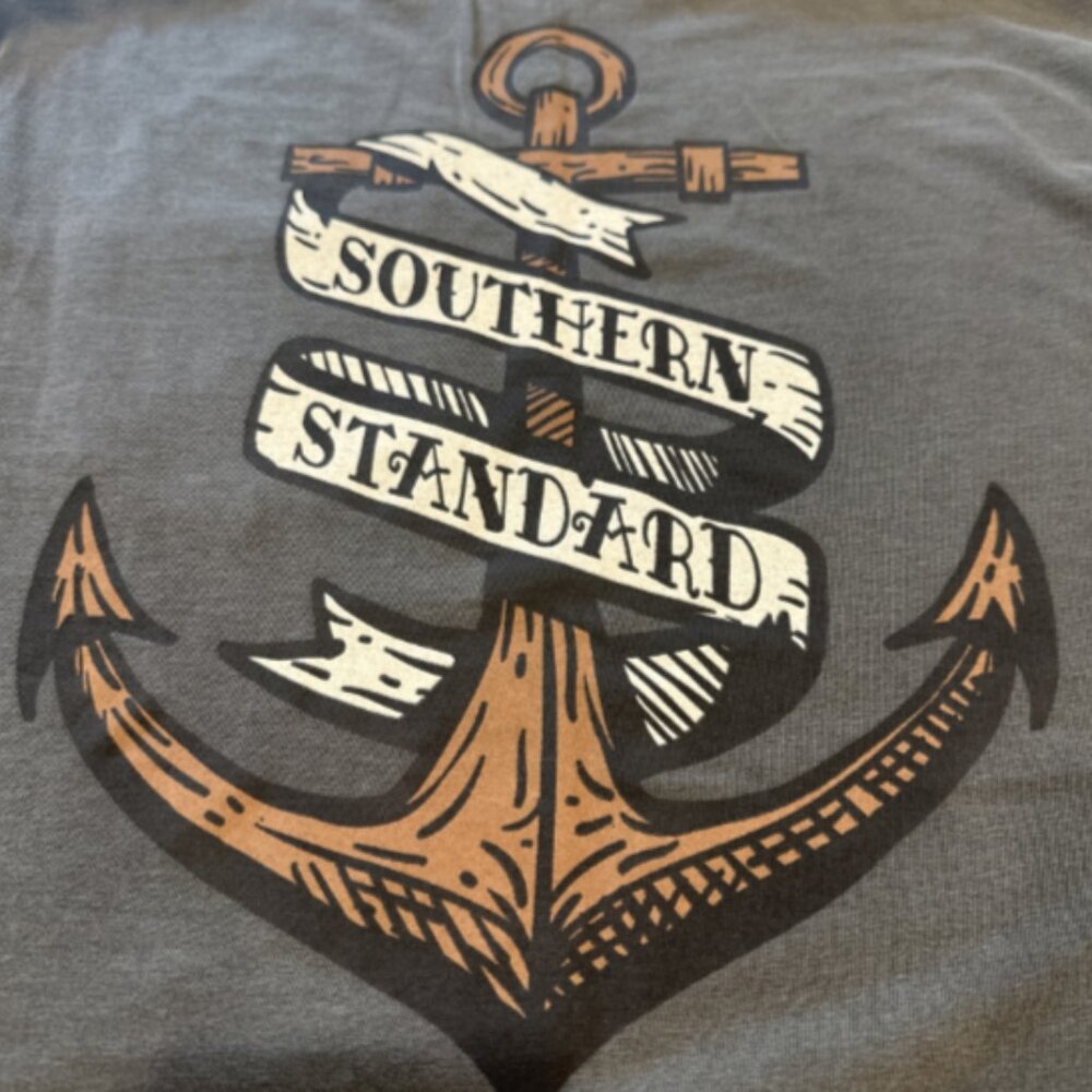 Southern Standard Small Long Sleeve Gray T Shirt Ed Hardy Style Anchor‎ Graphic